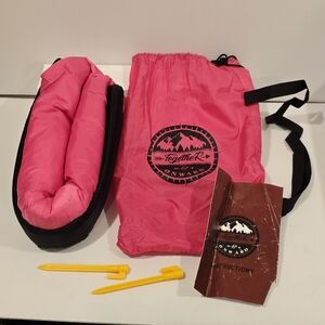 Together and Onward Inflatable Lounger Pink New